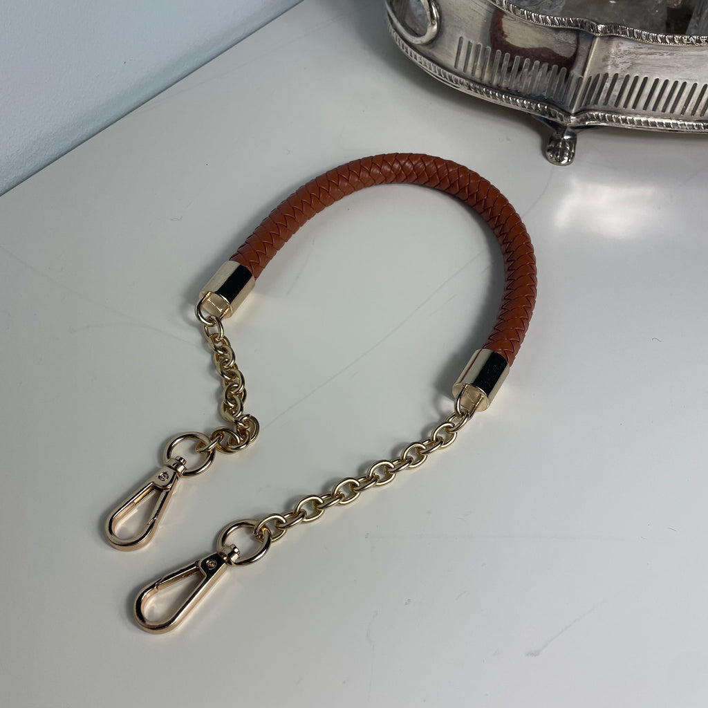 Gold Taschenhenkel Kette Taschenhenkel Aus Braunem Geflochtenem