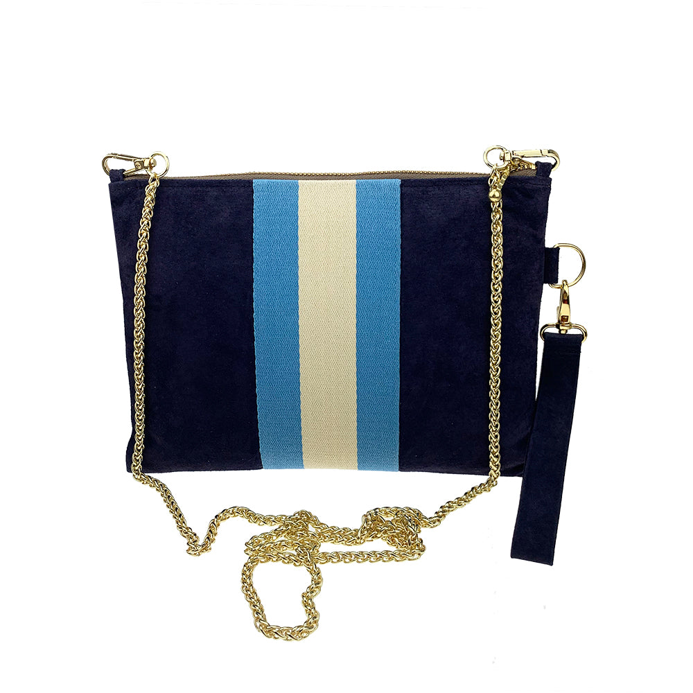 Pochette mit Streifen dunkelblau hellblau