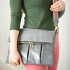 Leather foldover - grey