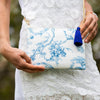 Tassel Pochette Toile de Jouy - white / blue