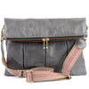 Leather foldover - grey
