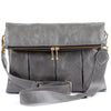 Leather foldover - grey