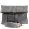 Leather foldover - grey