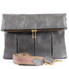 Leather foldover - grey