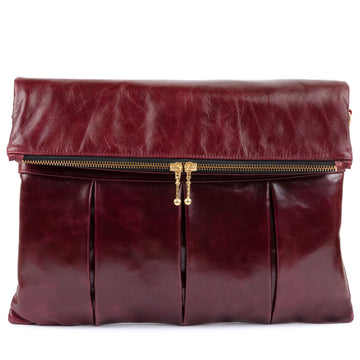 Foldover aus Leder - wine