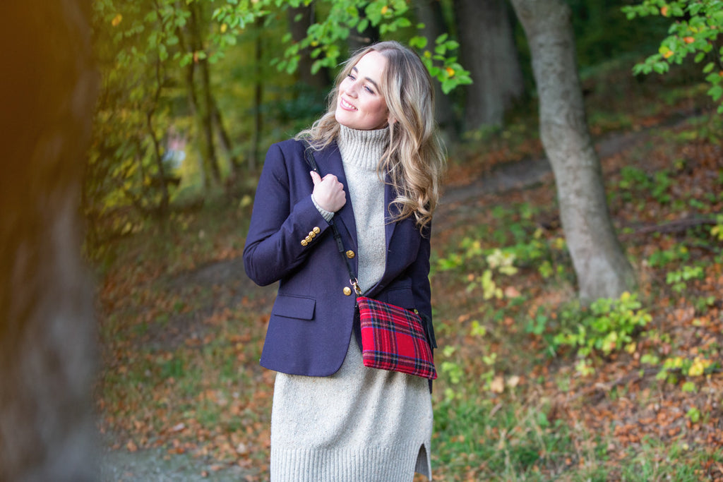 tartan tassel bag red