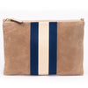 Wildleder Pochette Stripes beige / blau