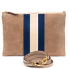 Wildleder Pochette Stripes beige / blau