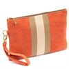 Wildleder Pochette Stripes - korallenorange / beige