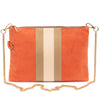 Wildleder Pochette Stripes - korallenorange / beige