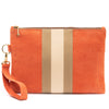 Wildleder Pochette Stripes - korallenorange / beige