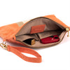 Wildleder Pochette Stripes - korallenorange / beige