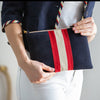 Wildleder Pochette Stripes marine / rot