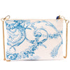 Quasten Pochette Toile de Jouy - weiß / blau