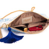 Tassel Pochette Toile de Jouy - white / blue