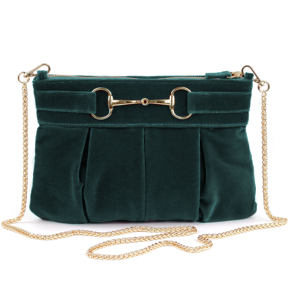 Philippa - velvet bridle bag - dark green